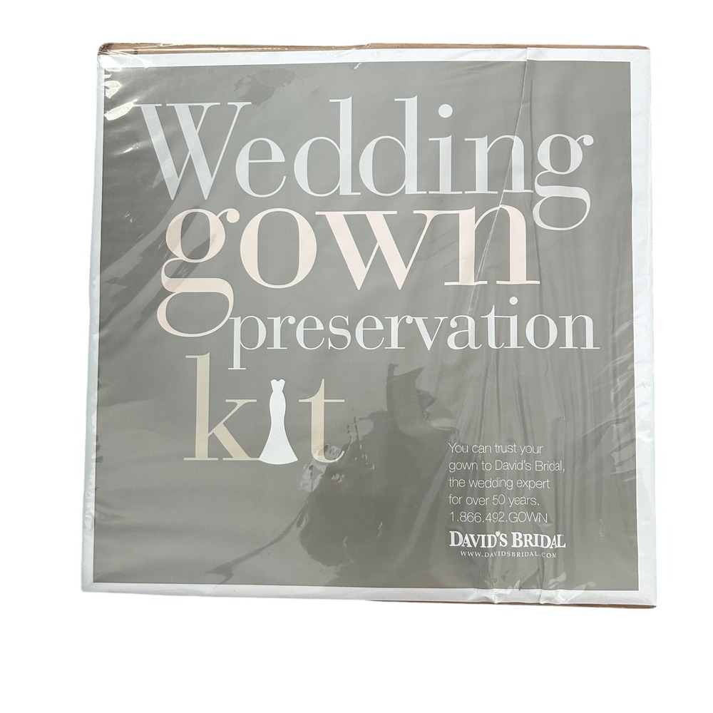 David's Bridal Wedding Gown Preservation Kit New White Cleaning Storage Box
